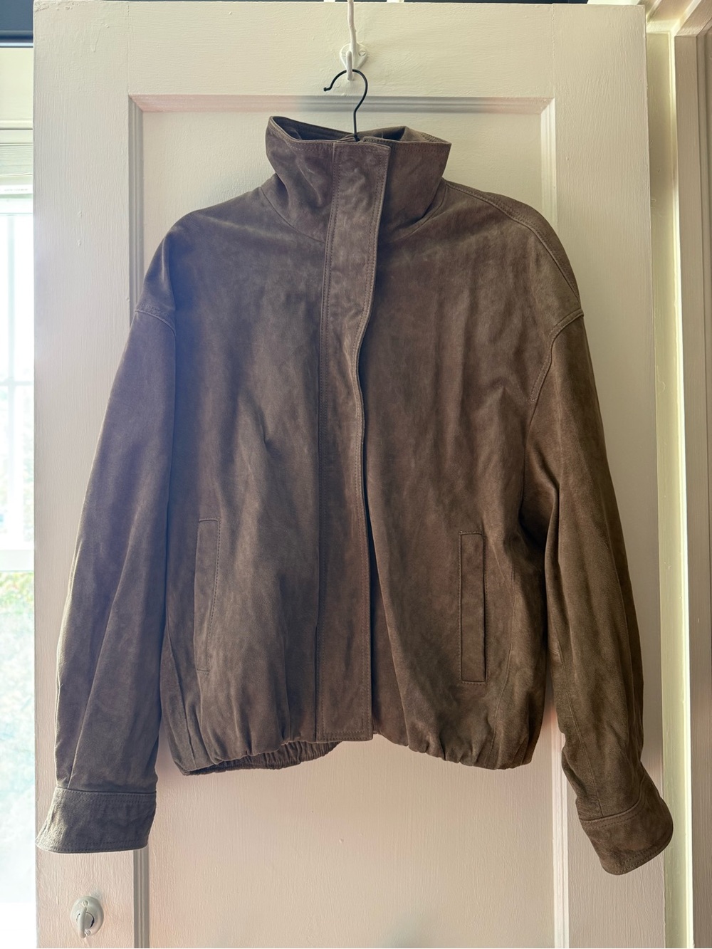 Zara volume Brown 100% leather Suede Bomber Jacket - Women's